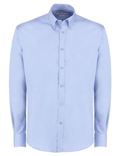 Kustom Kit Men LS Slim Oxford Twil Shirt - Light Blue