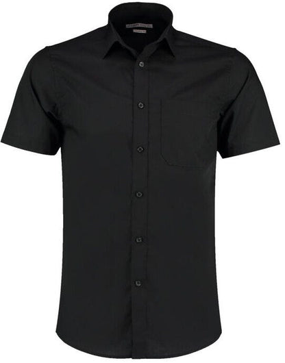 Kustom Kit Mens SS Tailored Poplin Shirt - Black