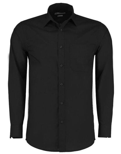 Kustom Kit Mens LS Tailored Poplin Shirt - Black