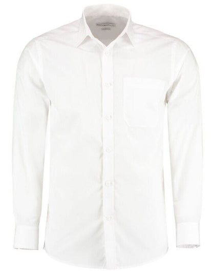 Kustom Kit Mens LS Tailored Poplin Shirt - White