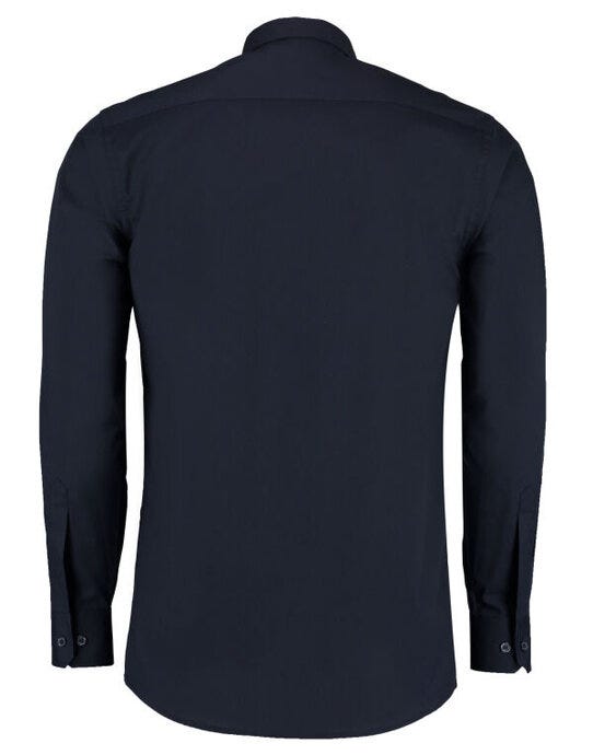 Kustom Kit Mens LS Tailored Poplin Shirt - Dark Navy