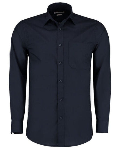 Kustom Kit Mens LS Tailored Poplin Shirt - Dark Navy