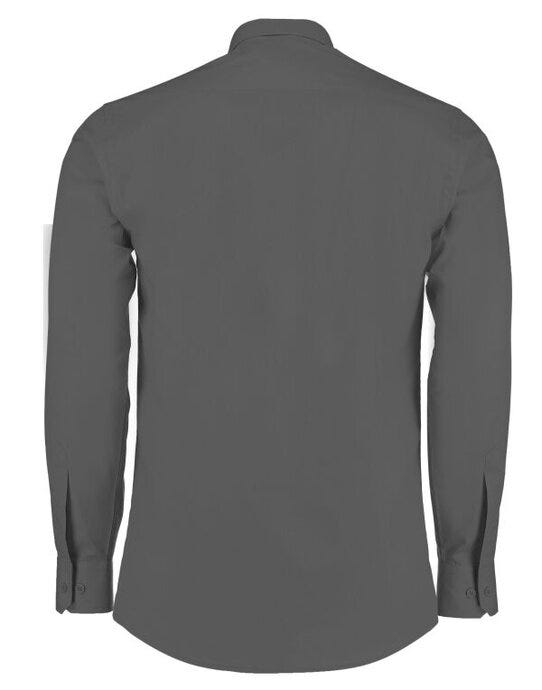Kustom Kit Mens LS Tailored Poplin Shirt - Graphite