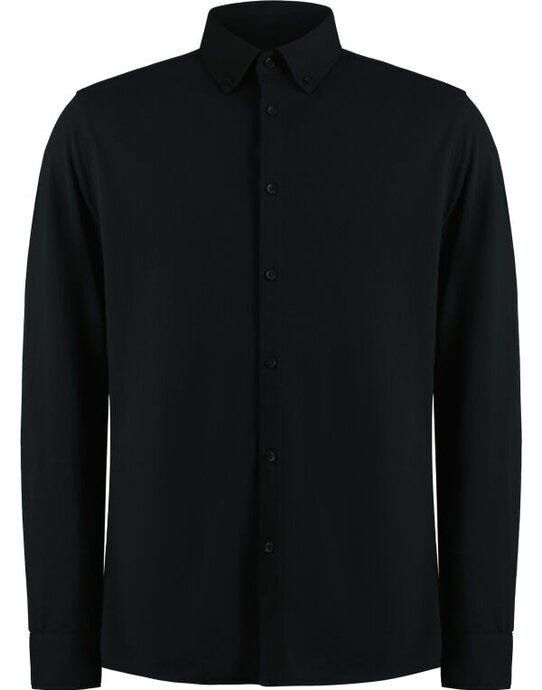 Kustom Kit Mens LS Superwash Pique Shirt - Black