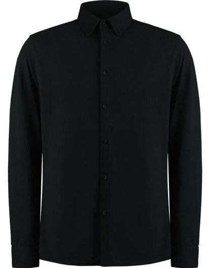Kustom Kit Mens LS Superwash Pique Shirt - Black