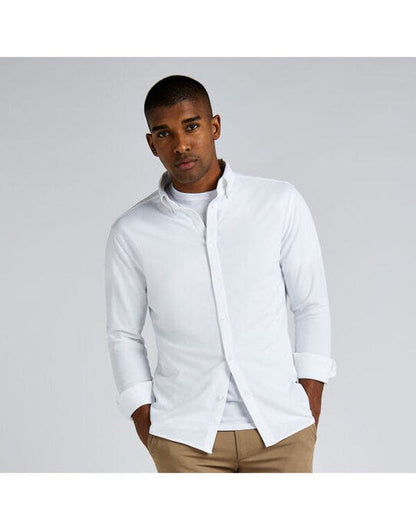 Kustom Kit Mens LS Superwash Pique Shirt - White