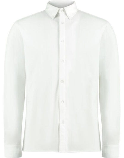 Kustom Kit Mens LS Superwash Pique Shirt - White