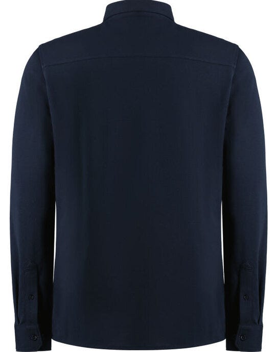 Kustom Kit Mens LS Superwash Pique Shirt - Navy