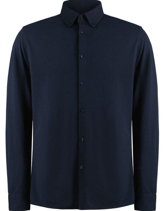 Kustom Kit Mens LS Superwash Pique Shirt - Navy