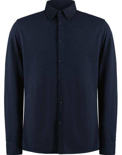Kustom Kit Mens LS Superwash Pique Shirt - Navy