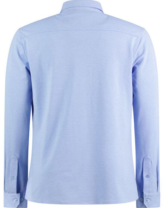 Kustom Kit Mens LS Superwash Pique Shirt - Light Heather Blue