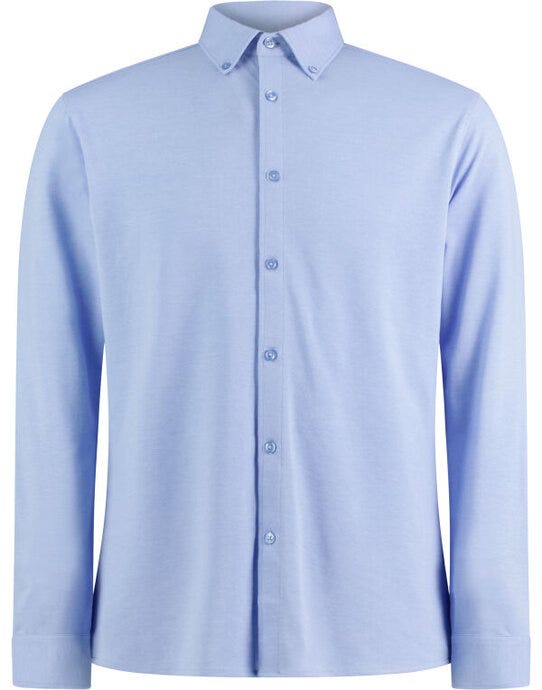Kustom Kit Mens LS Superwash Pique Shirt - Light Heather Blue