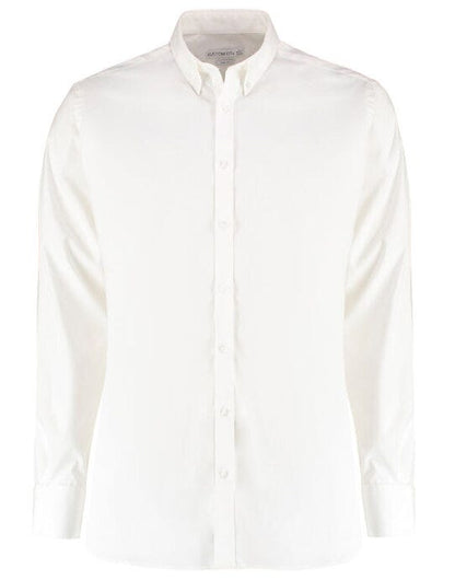 Kustom Kit Mens LS Stretch Oxford Shirt - White