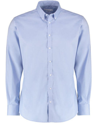 Kustom Kit Mens LS Stretch Oxford Shirt - Light Blue