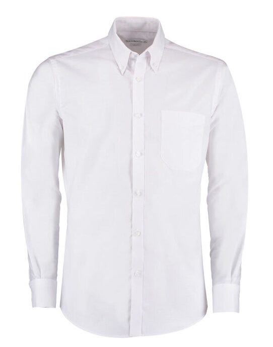 Kustom Kit Mens LS Slim Workwear Shirt - White