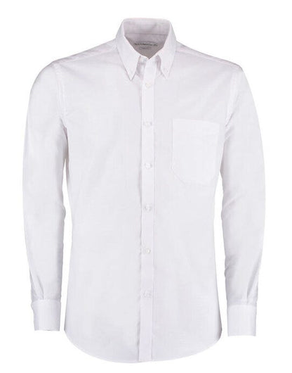 Kustom Kit Mens LS Slim Workwear Shirt - White