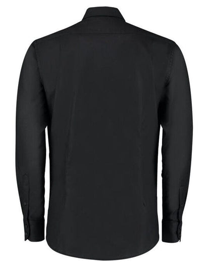 Kustom Kit Mens LS Slim Workwear Shirt - Black