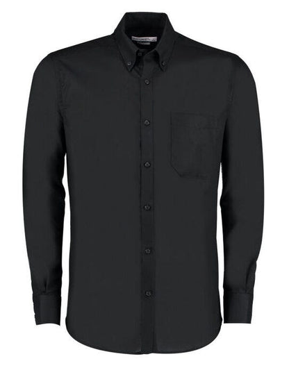 Kustom Kit Mens LS Slim Workwear Shirt - Black