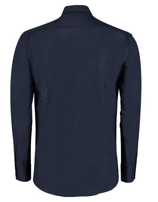 Kustom Kit Mens LS Slim Workwear Shirt - Navy