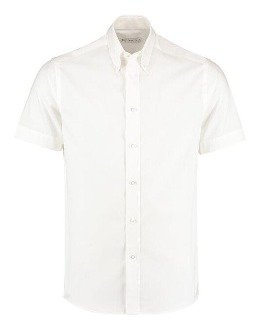 Kustom Kit Mens SS Tailored Oxford Shirt - White