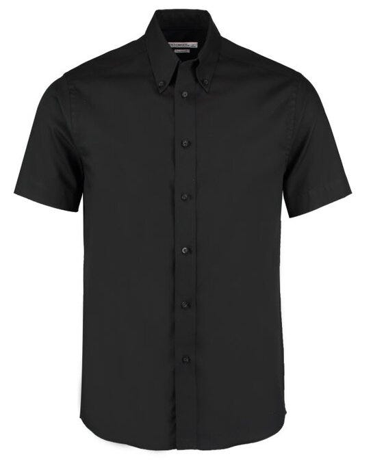 Kustom Kit Mens SS Tailored Oxford Shirt - Black