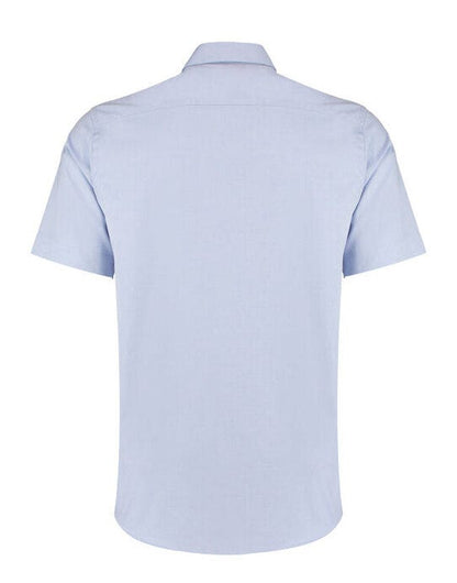 Kustom Kit Mens SS Tailored Oxford Shirt - Light Blue