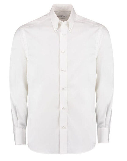Kustom Kit Mens LS Tailored Oxford Shirt - White