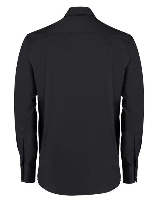 Kustom Kit Mens LS Tailored Oxford Shirt - Black