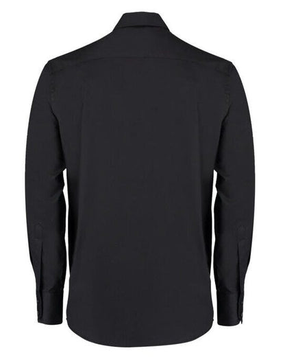 Kustom Kit Mens LS Tailored Oxford Shirt - Black