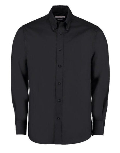 Kustom Kit Mens LS Tailored Oxford Shirt - Black