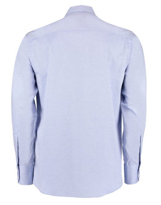 Kustom Kit Mens LS Tailored Oxford Shirt - Light Blue