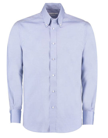 Kustom Kit Mens LS Tailored Oxford Shirt - Light Blue