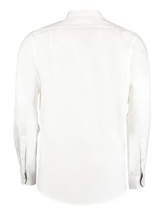 Kustom Kit Mens LS Contrast BDC Shirt - White/Navy