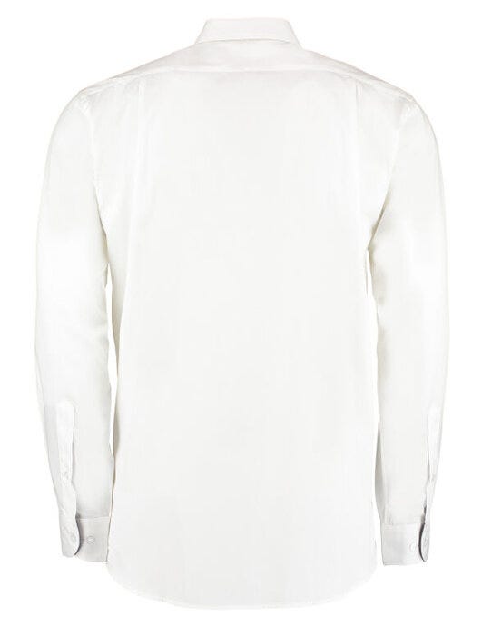 Kustom Kit Mens LS Contrast BDC Shirt - White/Mid Blue