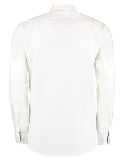 Kustom Kit Mens LS Contrast BDC Shirt - White/Mid Blue