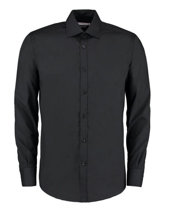 Kustom Kit Mens LS Slim Business Shirt - Black