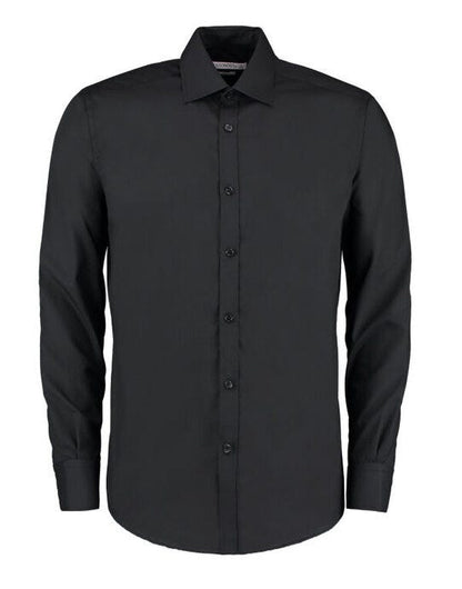 Kustom Kit Mens LS Slim Business Shirt - Black