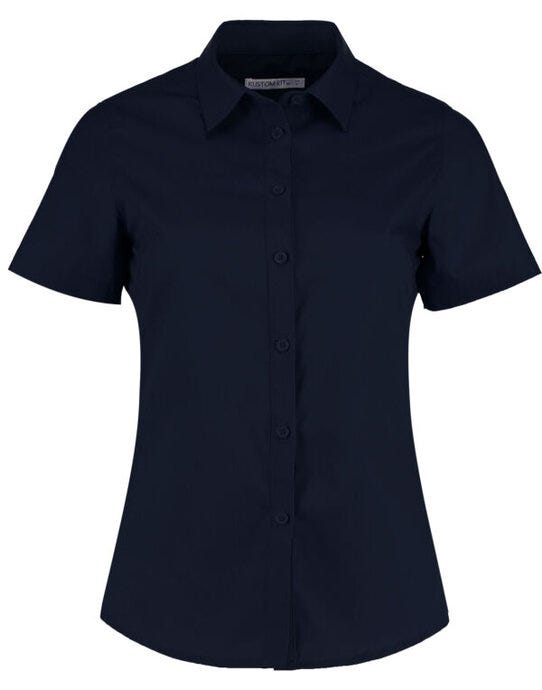 Kustom Kit Lady SS Tailored Poplin Shirt - Dark Navy