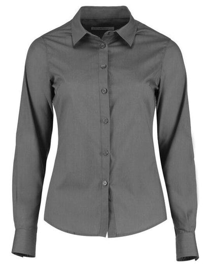 Kustom Kit Lady LS Tailored Poplin Shirt - Graphite