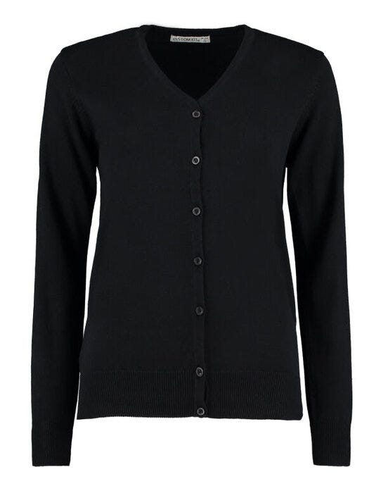 Kustom Kit Ladies V-Neck Cardigan - Black