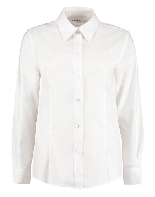 Kustom Kit Ladies LS Workwear Shirt - White