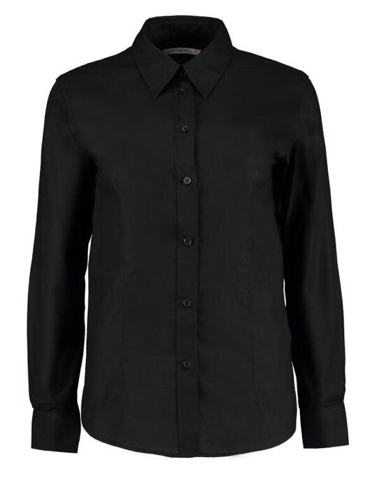 Kustom Kit Ladies LS Workwear Shirt - Black