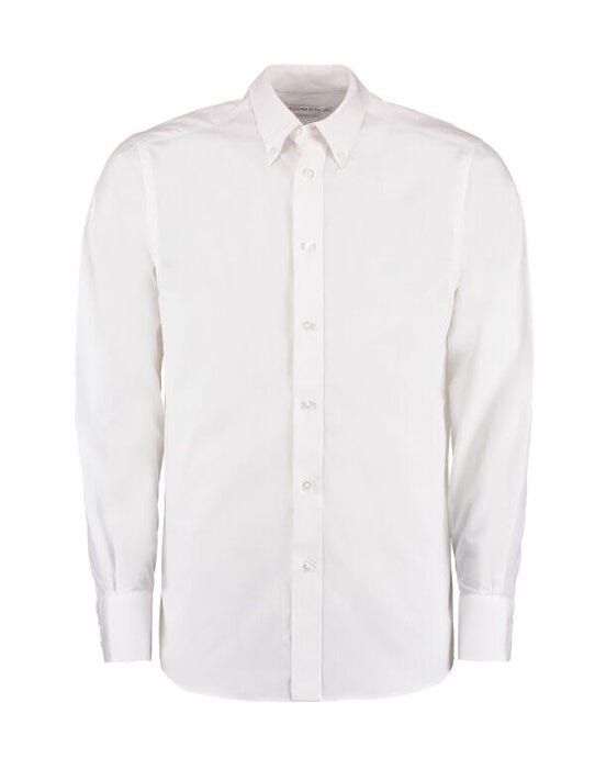 Kustom Kit Mens LS Tailored City Shirt - White