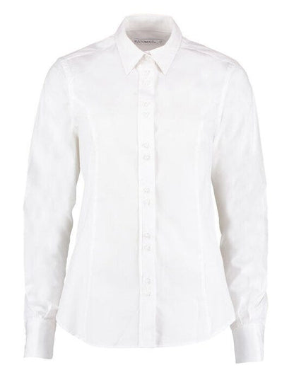 Kustom Kit Ladies LS Tailored City Shirt - White