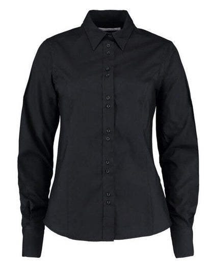 Kustom Kit Ladies LS Tailored City Shirt - Black