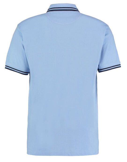 Kustom Kit Mens Tipped Collar Polo - Light Blue/Navy