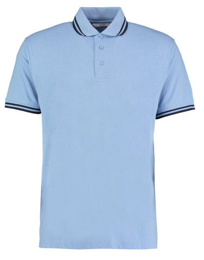 Kustom Kit Mens Tipped Collar Polo - Light Blue/Navy