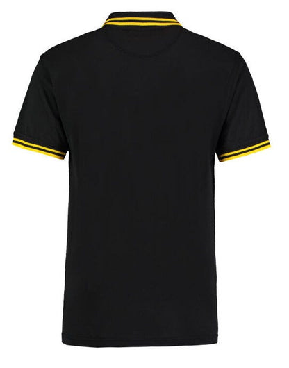 Kustom Kit Mens Tipped Collar Polo - Black/Yellow