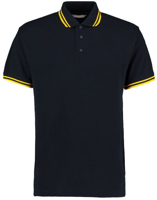 Kustom Kit Mens Tipped Collar Polo - Navy/Yellow
