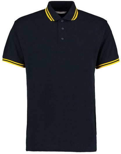 Kustom Kit Mens Tipped Collar Polo - Navy/Yellow
